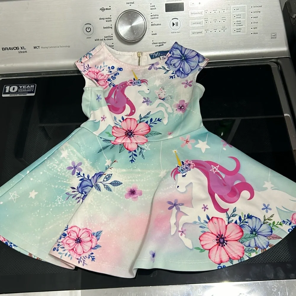 Girls 2T unicorn fit and flare dress
